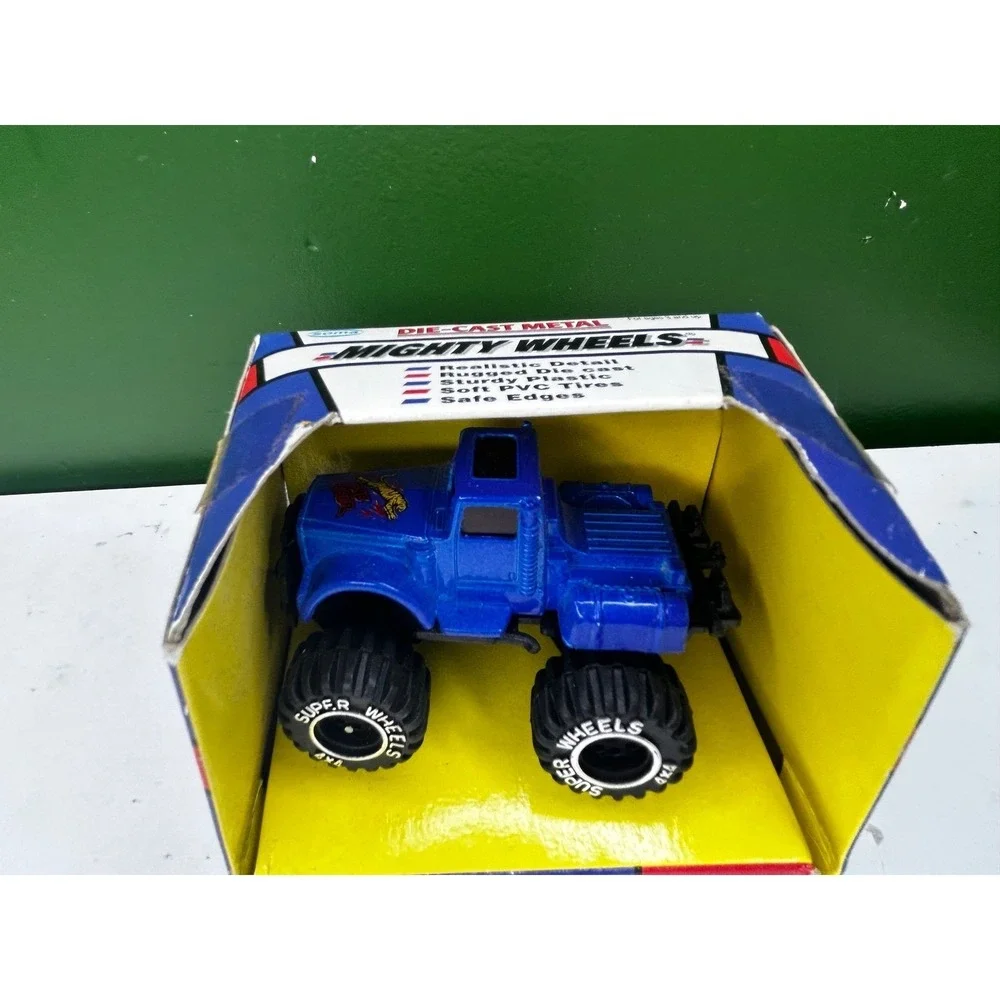 Vintage Soma Mighty Wheels Blue Die Cast Metal Monster Truck 4x4 Toy New in Box